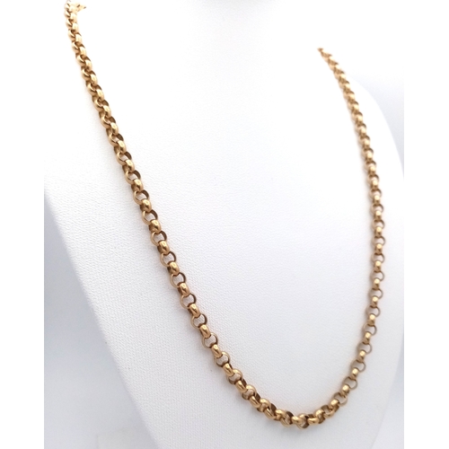 30 - A Classic 9K Yellow Gold Belcher Link Chain Necklace. 45cm. 17.75g.