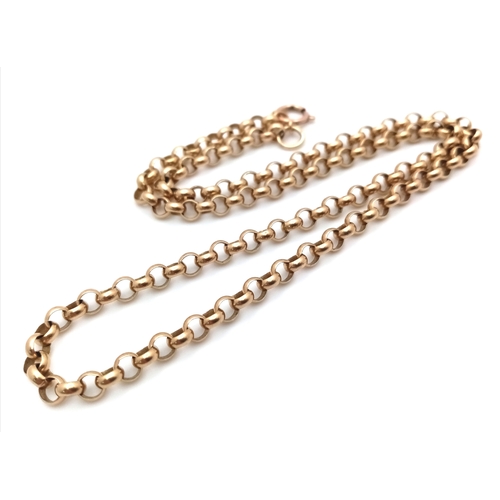 30 - A Classic 9K Yellow Gold Belcher Link Chain Necklace. 45cm. 17.75g.