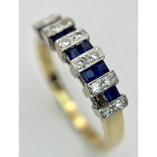 13 - An 18K Yellow Gold, Diamond and Sapphire Set Ring. One sapphire missing. 3.6g, Size N. TAN 2018