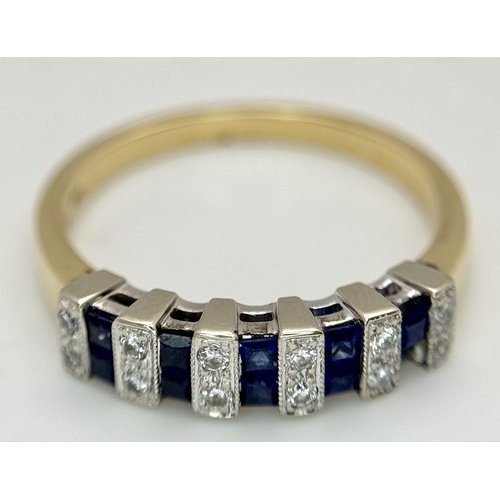 13 - An 18K Yellow Gold, Diamond and Sapphire Set Ring. One sapphire missing. 3.6g, Size N. TAN 2018