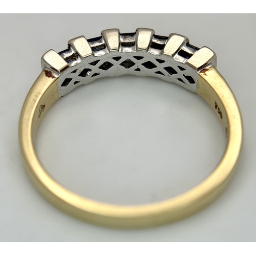 13 - An 18K Yellow Gold, Diamond and Sapphire Set Ring. One sapphire missing. 3.6g, Size N. TAN 2018