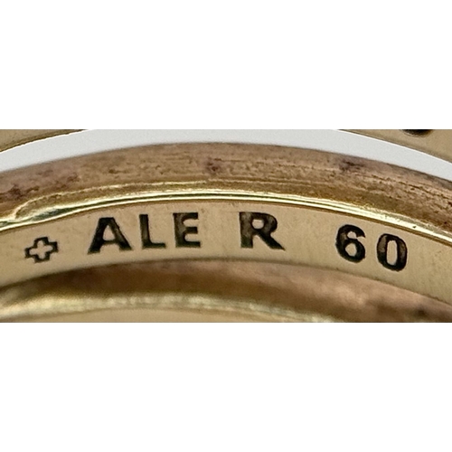 22 - A Pandora 14K Rose Gold (tests as) and Diamond Orbital Swirl Ring. 11mm at widest point. Circa 0.40c... 