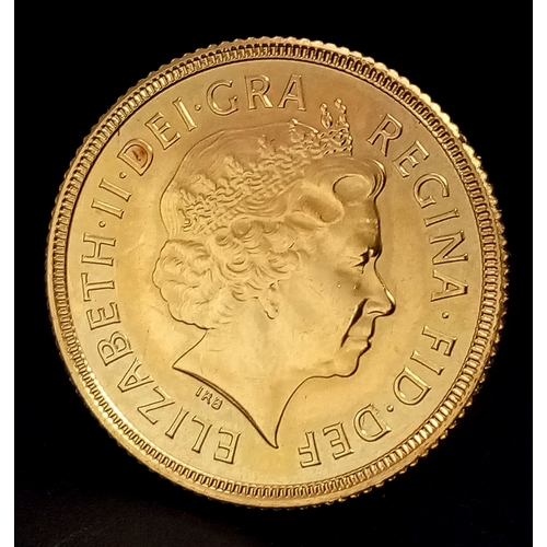 55 - A 2002, QUEEN ELIZABETH II, SHIELD BACK, FULL SOVEREIGN COIN. REF: C2003