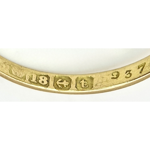 6 - An 18K Yellow Gold, Antique, Old Cut Diamond and Sapphire Ring. Hallmarked Birmingham 1918. 5.4g, Si... 