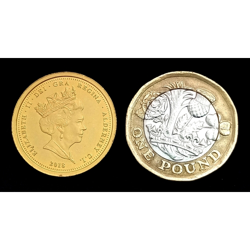 69 - A 2018, QUEEN ELIZABETH II, REVERSE PROOF, ALDERNEY, FULL SOVEREIGN COIN. REF: C2006.