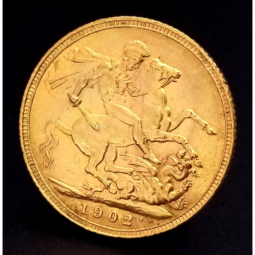 90 - A 1902, KING EDWARD VII, FULL SOVEREIGN COIN, IN BOX. REF: SH10473H.