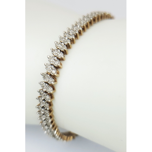104 - A 9K Yellow Gold, Diamond Set Bracelet. 1.00ctw. 10.8g. SC 2024