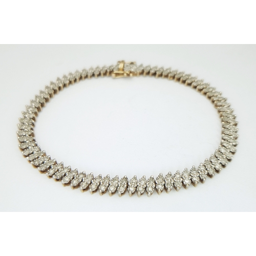 104 - A 9K Yellow Gold, Diamond Set Bracelet. 1.00ctw. 10.8g. SC 2024