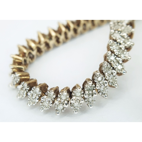 104 - A 9K Yellow Gold, Diamond Set Bracelet. 1.00ctw. 10.8g. SC 2024