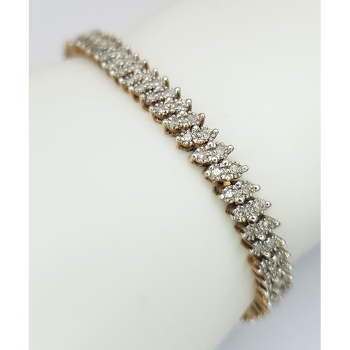104 - A 9K Yellow Gold, Diamond Set Bracelet. 1.00ctw. 10.8g. SC 2024