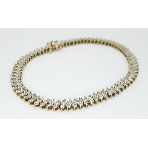 104 - A 9K Yellow Gold, Diamond Set Bracelet. 1.00ctw. 10.8g. SC 2024