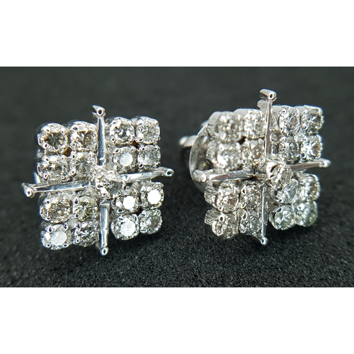 20 - A Pair of 14K White Gold, Diamond Set, Stud Earrings. 1.00ctw. 4.4g. TAN 2004