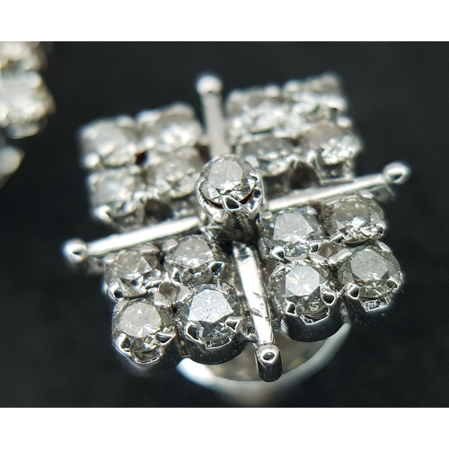 20 - A Pair of 14K White Gold, Diamond Set, Stud Earrings. 1.00ctw. 4.4g. TAN 2004