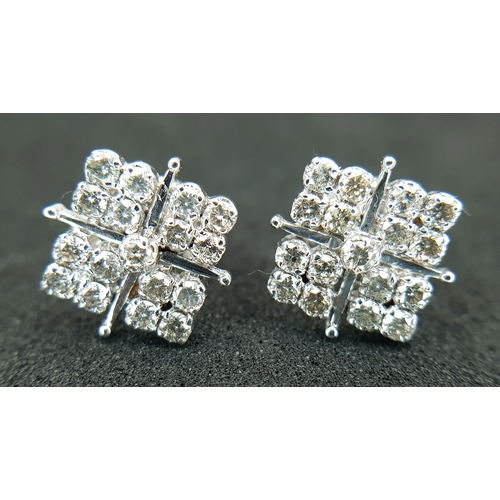 20 - A Pair of 14K White Gold, Diamond Set, Stud Earrings. 1.00ctw. 4.4g. TAN 2004