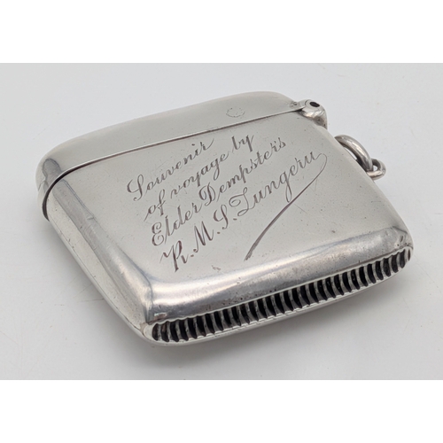 44 - An Antique Enamel and Sterling Silver Vesta Case Pendant. Hallmarked for Walker & Hall, Sheffield, 1... 