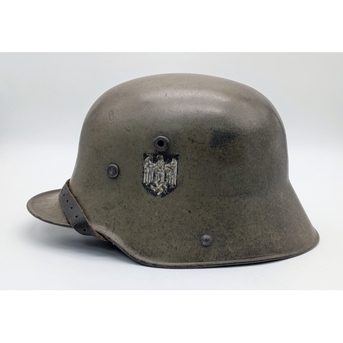 106 - Transitional Period German M17 Stahl Helm complete with M35 Liner, chinstrap and 3rd Reich Decals. T... 