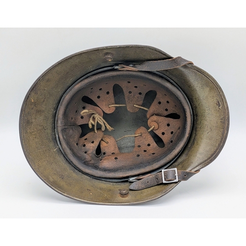 106 - Transitional Period German M17 Stahl Helm complete with M35 Liner, chinstrap and 3rd Reich Decals. T... 