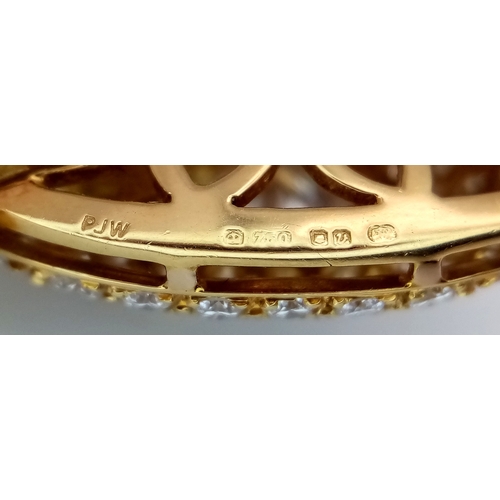 109 - A W.G.I Certified, Stunning, Majestic, 18K Yellow Gold and Diamond Lavaliere Necklace. A Heart-shape... 