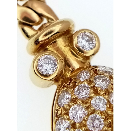 109 - A W.G.I Certified, Stunning, Majestic, 18K Yellow Gold and Diamond Lavaliere Necklace. A Heart-shape... 