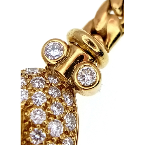 109 - A W.G.I Certified, Stunning, Majestic, 18K Yellow Gold and Diamond Lavaliere Necklace. A Heart-shape... 