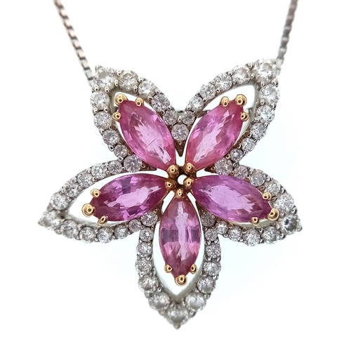 123 - An Italian Designer Picchiotti, Madagascan Sapphire and Diamond Star Form 18K Gold Pendant. 3ctw of ... 