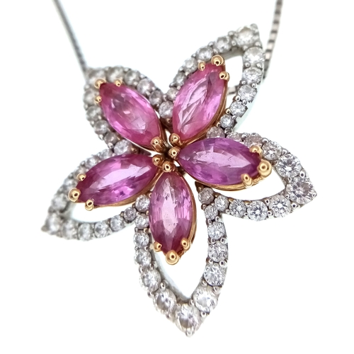 123 - An Italian Designer Picchiotti, Madagascan Sapphire and Diamond Star Form 18K Gold Pendant. 3ctw of ... 