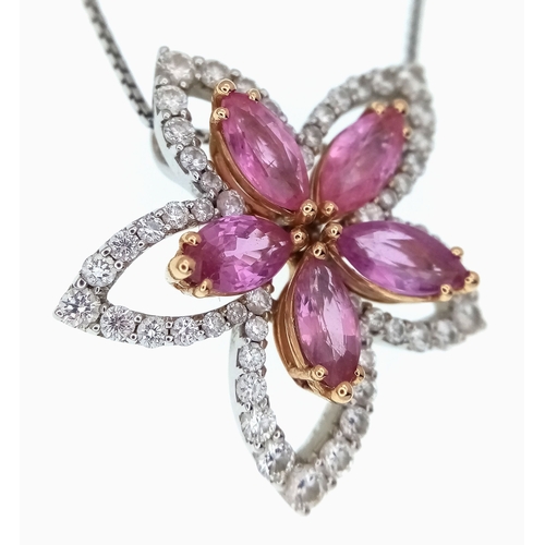 123 - An Italian Designer Picchiotti, Madagascan Sapphire and Diamond Star Form 18K Gold Pendant. 3ctw of ... 