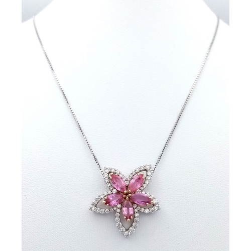 123 - An Italian Designer Picchiotti, Madagascan Sapphire and Diamond Star Form 18K Gold Pendant. 3ctw of ... 