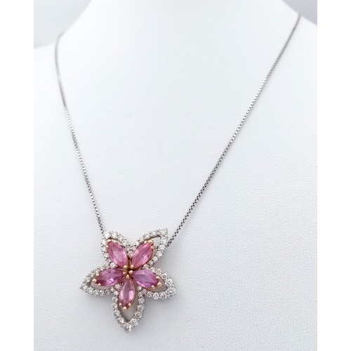 123 - An Italian Designer Picchiotti, Madagascan Sapphire and Diamond Star Form 18K Gold Pendant. 3ctw of ... 