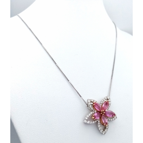 123 - An Italian Designer Picchiotti, Madagascan Sapphire and Diamond Star Form 18K Gold Pendant. 3ctw of ... 