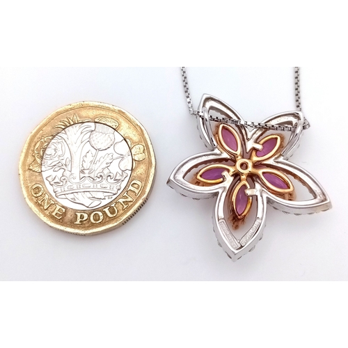 123 - An Italian Designer Picchiotti, Madagascan Sapphire and Diamond Star Form 18K Gold Pendant. 3ctw of ... 