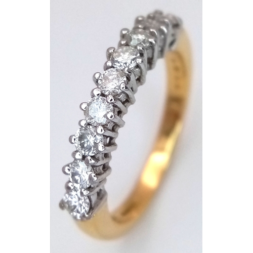 125 - An 18K Yellow Gold, Diamond Set, Half Eternity Ring. 0.55ctw. 3.5g, Size K 1/2. SC 2064