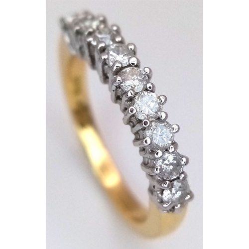 125 - An 18K Yellow Gold, Diamond Set, Half Eternity Ring. 0.55ctw. 3.5g, Size K 1/2. SC 2064