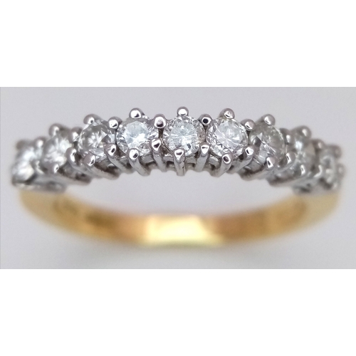 125 - An 18K Yellow Gold, Diamond Set, Half Eternity Ring. 0.55ctw. 3.5g, Size K 1/2. SC 2064