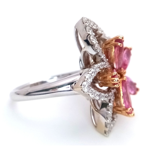 130 - An Italian Designer Picchiotti, Madagascan Pink Sapphire and Diamond, 18K Gold Cocktail Ring. Star f... 