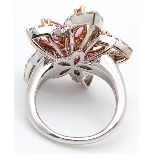 130 - An Italian Designer Picchiotti, Madagascan Pink Sapphire and Diamond, 18K Gold Cocktail Ring. Star f... 