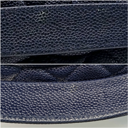 5 - A Navy Blue Chanel Grand Shopping Tote (GST) Bag. Navy Blue quilted caviar leather exterior with sil... 