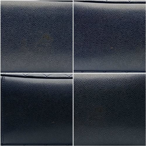 5 - A Navy Blue Chanel Grand Shopping Tote (GST) Bag. Navy Blue quilted caviar leather exterior with sil... 