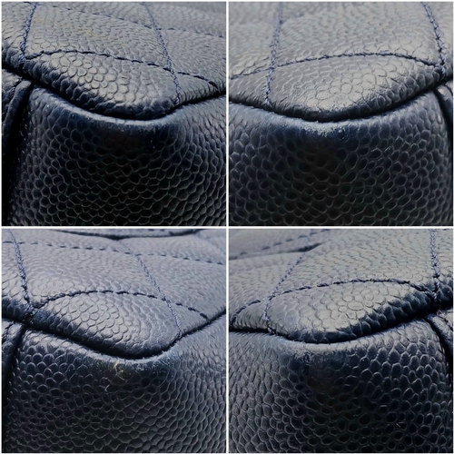 5 - A Navy Blue Chanel Grand Shopping Tote (GST) Bag. Navy Blue quilted caviar leather exterior with sil... 