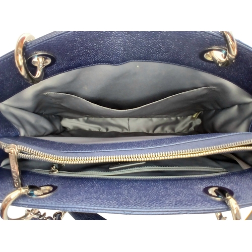 5 - A Navy Blue Chanel Grand Shopping Tote (GST) Bag. Navy Blue quilted caviar leather exterior with sil... 
