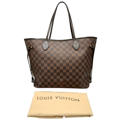 19 - A Louis Vuitton Damier Ebene 'Neverfull' Tote Bag. Brown Damier Ebene coated canvas exterior with go... 