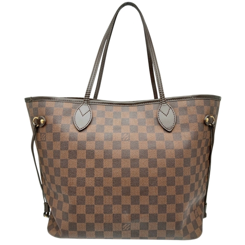 19 - A Louis Vuitton Damier Ebene 'Neverfull' Tote Bag. Brown Damier Ebene coated canvas exterior with go... 