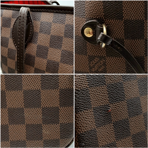 19 - A Louis Vuitton Damier Ebene 'Neverfull' Tote Bag. Brown Damier Ebene coated canvas exterior with go... 