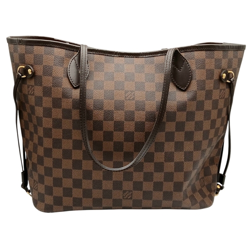 19 - A Louis Vuitton Damier Ebene 'Neverfull' Tote Bag. Brown Damier Ebene coated canvas exterior with go... 