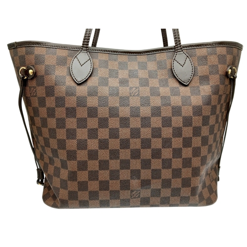19 - A Louis Vuitton Damier Ebene 'Neverfull' Tote Bag. Brown Damier Ebene coated canvas exterior with go... 
