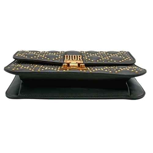 39 - A Christian Dior Lambskin Cannage Studded Large Dioraddict Flap Bag. Black lambskin leather exterior... 