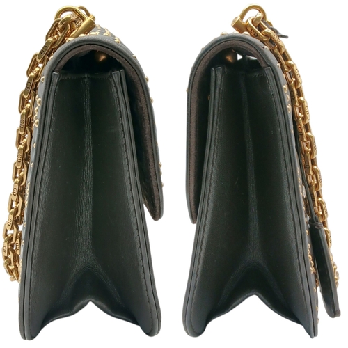39 - A Christian Dior Lambskin Cannage Studded Large Dioraddict Flap Bag. Black lambskin leather exterior... 