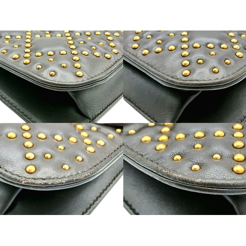 39 - A Christian Dior Lambskin Cannage Studded Large Dioraddict Flap Bag. Black lambskin leather exterior... 