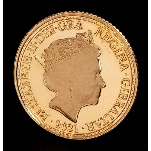 A 2021, QUEEN ELIZABETH II, POPPY FIELDS, HALF SOVEREIGN COIN. 22K GOLD. PROOF CONDITION. C 1009