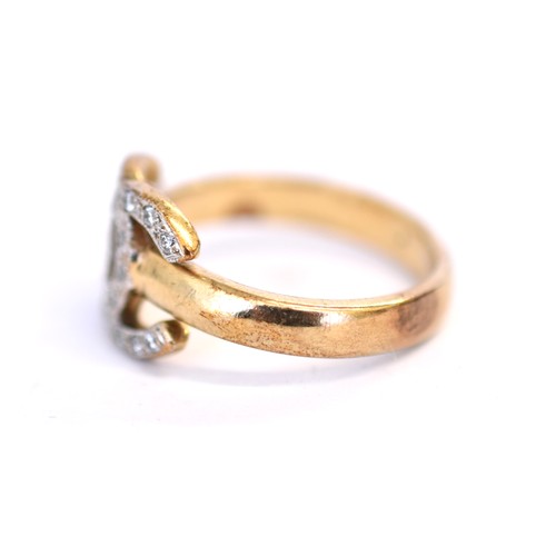 134 - 9ct CC diamond ring. Ring size M. Weighing 3.90g. Head measures 10.20mm. Good condition - tarnish to... 